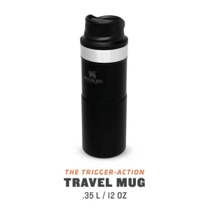 Cana Termoizolanta Stanley The Trigger Action Travel Matte Black Pebble 0.35l
