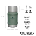 Termos Stanley Artisan Thermal Bottle, Hammertone Green, 0.5L Termos Stanley Artisan Thermal Bottle, Hammertone Green, 0.5L