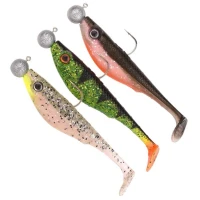 Kit Shaduri SPRO Pre Rigged Soft Lure Kit Iris The Shad To Go, Salt Pepper UV Perch Olive, 7g, 10cm, 3buc/pac