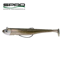 SHAD SPRO GUTSBAIT UV 110 MM PLUS OFFSET 3/0 14 GR OLIVE AND PEARL