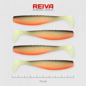 Shad Reiva Flat Minnow Alb-negru Sclipici 10cm 4buc/plic