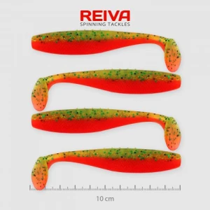 Shad Reiva Flat Minnow Galben-portocaliu Sclipici 10cm 4buc/plic