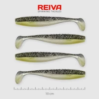 Shad Reiva Flat Minnow Negru-Argintiu Sclipici 10cm 4buc/plic