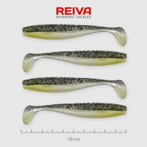 Shad Reiva Flat Minnow Negru-argintiu Sclipici 10cm 4buc/plic