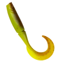 Shad Zebco Preyfish Curly, Pumpkin Chartreuse, 7.5cm, 1buc/pac