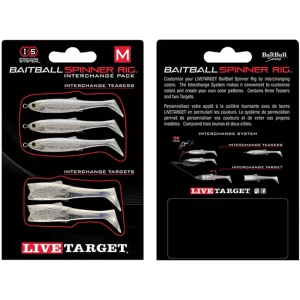 Rezerva Spinnerbait Live Target Baitball Spinner Rig, Large, Pearl White / Silver, 5buc/pac