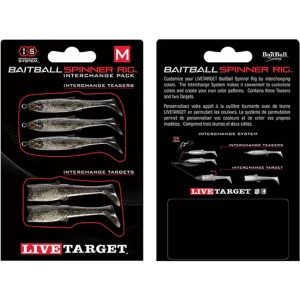 Rezerva Spinnerbait Live Target Baitball Spinner Rig, Large, Purple Smoke / Silver, 5buc/pac