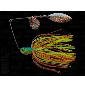 Spinnerbait Bertilure Cu Doua Palete Spinnerbait Cu Skirt  Colorado Model Salcie Culoare Orange/negru Chartreuse 11 Gr.