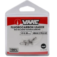 Struna Fluorocarbon VMC cu Vartej + Agrafa Rapida, 60cm, 0.35mm, 2buc/pac