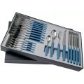 Set 24 Tacamuri 6 Persoane Victorinox, Swiss Modern Table Set, Lama Zimtata 11cm, Blue