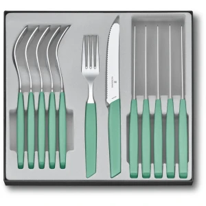 Set 6 Cutite Si 6 Furculite Victorinox, Swiss Modern Table, Lama Zimtata 11cm, Verde Menta