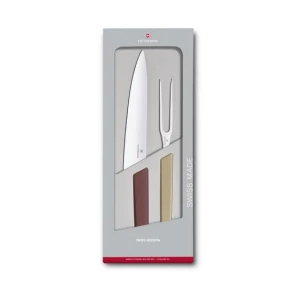 Set Cutit Si Furculita Victorinox Swiss Modern Carving Set, Lama 22cm, Maro/bej