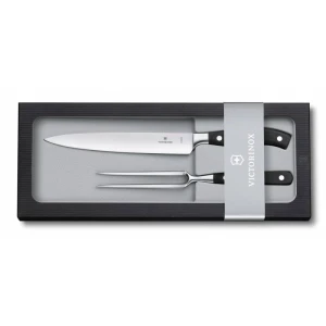 Set Cutit Si Furculita Carne Victorinox Grand Maitre Carving, Lama 20 Cm, Negru