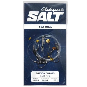 Taparina SHAKESPEARE Salt 6 Flapper Rig 1/0 2-Hook 1 Up/1 Down Sea Rig, 1buc/pac