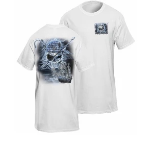 Tricou Flying Fisherman Midnight Angler Pirate White Tee Xxl