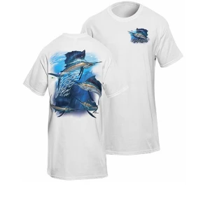 Tricou Flying Fisherman Sailfish Frenzy White Tee Xl