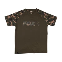 Tricou Fox Raglan Black Camo Sleeves T-Shirt, Marime S