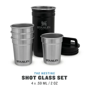 Set Stanley Butelca + 4 Pahare Adventure The Nesting Shot Glass Set Matte Black Pebble
