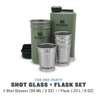 Set Stanley Butelca +4 pahare The Pre-Party Shotglass + Flask Hammertone Green 