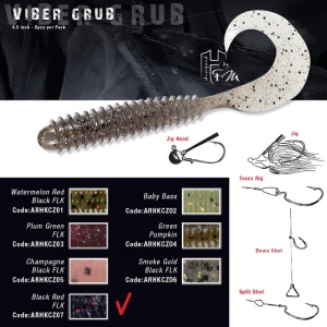 Grub Viber  Colmic Herakles  11.4cm Black Red Flk 6buc/plic