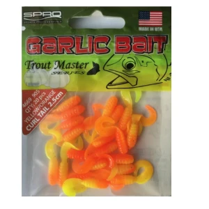Twistere Spro Trout Master Garlic Bait Curl Tail - 25mm Yellow And Orange