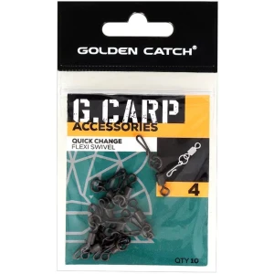 Agrafa Cu Vartej GOLDEN CATCH G.Carp Quick Change Flexi Swivel, Nr.4, 10buc/pac