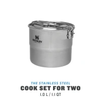 Set Gatit Stanley Pentru 2 Persoane Adventure Stainless Steel Cook Set For Two 1l 