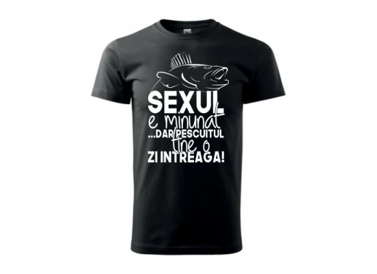 Tricou Pescuit Barbati, Greenfish, Negru, L, Sexul E Minunat